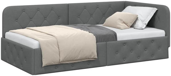 vidaXL Eckbettgestell mit Kopfteil Dunkelgrau 100x200 cm Stoff 42016504 Bild 2