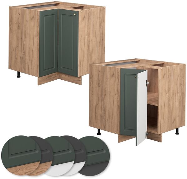 Eckunterschrank Fame-Line Grün-Gold Landhaus 80.5 cm ohne Arbeitsplatte Vicco Bild 5