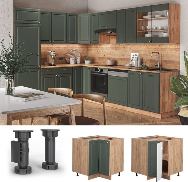 Eckunterschrank Fame-Line Grün-Gold Landhaus 80.5 cm ohne Arbeitsplatte Vicco Bild 2