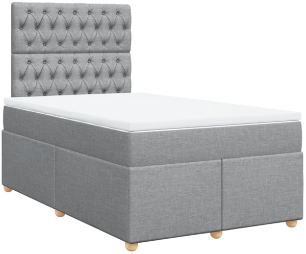 vidaXL Boxspringbett mit Matratze Hellgrau 120x200 cm Stoff 3293554 Bild 2