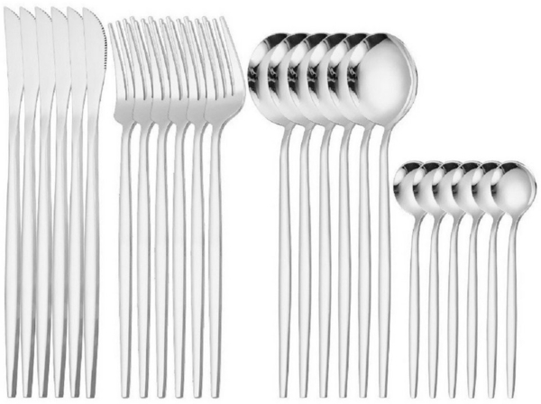 Cheffinger Premium Besteckset, 6 Personen 24-tlg, Edelstahl silber