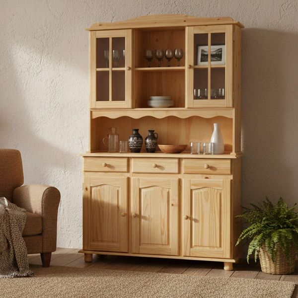 Dmora - Kommode Moers, Wohnzimmerbuffet, Wohnzimmer-Sideboard, Moderne Küchen-Speisekammer, 130x32 h198 cm, Eiche