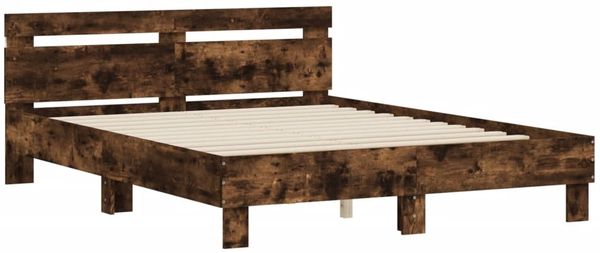 vidaXL Bettgestell mit Kopfteil LED-Beleuchtung Räuchereiche 140x190cm 3207564 Bild 6