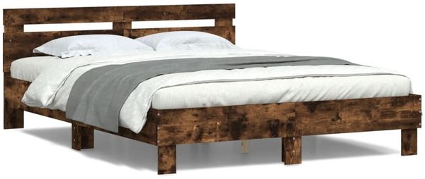 vidaXL Bettgestell mit Kopfteil LED-Beleuchtung Räuchereiche 140x190cm 3207564 Bild 5