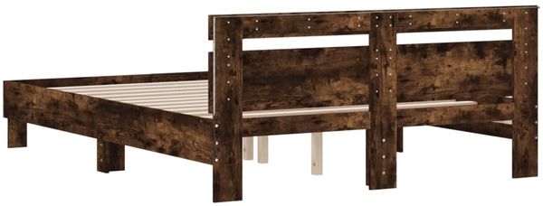 vidaXL Bettgestell mit Kopfteil LED-Beleuchtung Räuchereiche 140x190cm 3207564 Bild 9