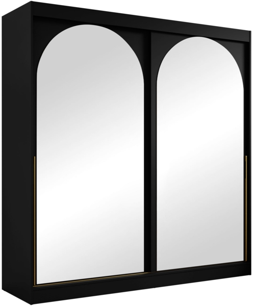 Kleiderschrank Mezzinto 200 (Farbe: Schwarz / Schwarz + Gold)