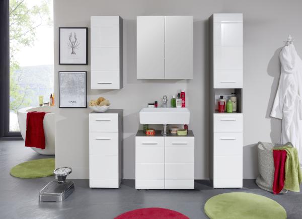 Waschbeckenunterschrank 'LINE', weiß/Rauchsilber Bild 8