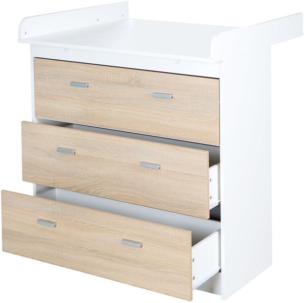roba Wickelkommode 'Gabriella' - abnehmbarer Wickelansatz - Wickelhöhe 90 cm - Weiß / Eiche Bild 4