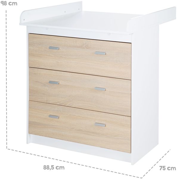 roba Wickelkommode 'Gabriella' - abnehmbarer Wickelansatz - Wickelhöhe 90 cm - Weiß / Eiche Bild 7