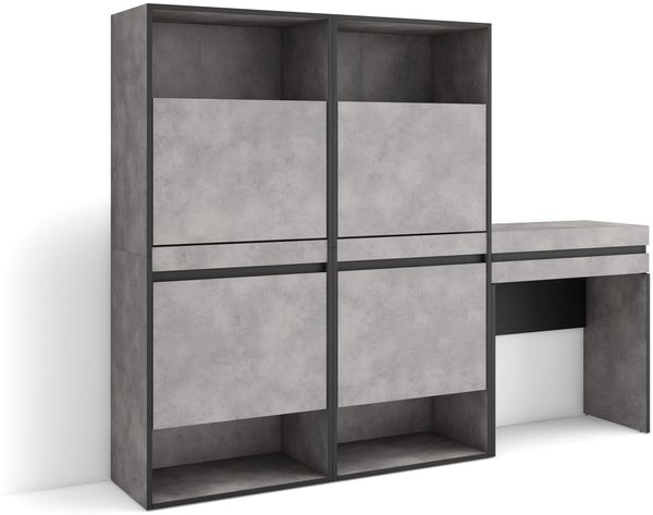 Skraut Home | Schuhregal, Schuhschrank | Schuhaufbewahrung | 190 x 145 x 35 cm | Für Schlafzimmer, Zimmer | Schminktisch | Moderner Stil | Zement