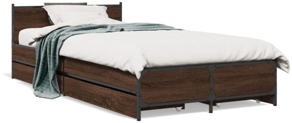 vidaXL Bettgestell mit Schubladen Braun Eichen-Optik 75x190 cm 3279976