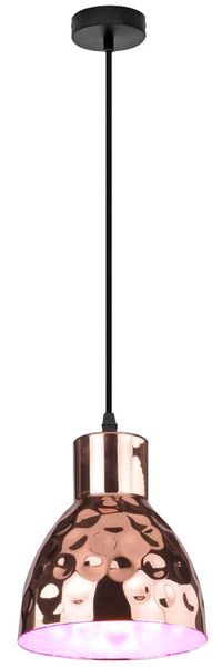 RGB LED Pendelleuchte, roségold, Hammerschlag, H 100 cm