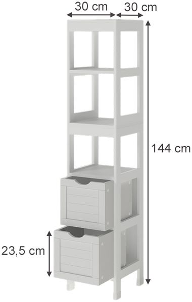 Badschrank Vilda Weiß 30 x 144 cm mit 2 Schubladen Vicco Bild 2