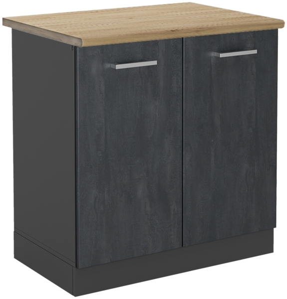 Vicco Spülenunterschrank Schwarz Beton 80 cm AP Eiche, R-Line