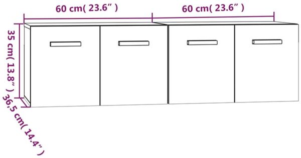 vidaXL Wandschränke 2 Stk. Räuchereiche 60x36,5x35 cm Holzwerkstoff 3115633 Bild 8