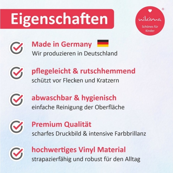 nikima Platzset stabiles Vinyl Tischset Pferde rosa Kinder Platzset abwaschbar, (1-St) Bild 3