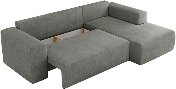 Ecksofa mit Schlaffunktion, Bettkasten und losen Kissen für das Wohnzimmer - TRENTINO - Grau Stoff - rechts Bild 6