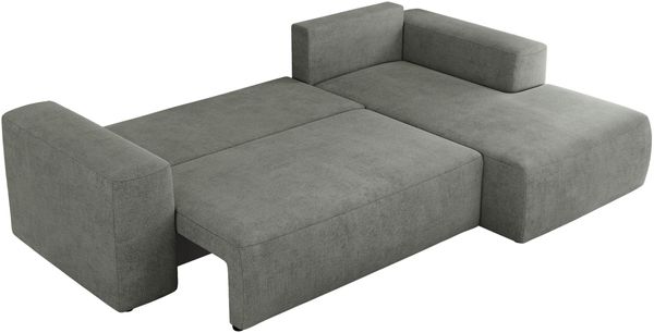 Ecksofa mit Schlaffunktion, Bettkasten und losen Kissen für das Wohnzimmer - TRENTINO - Grau Stoff - rechts Bild 5