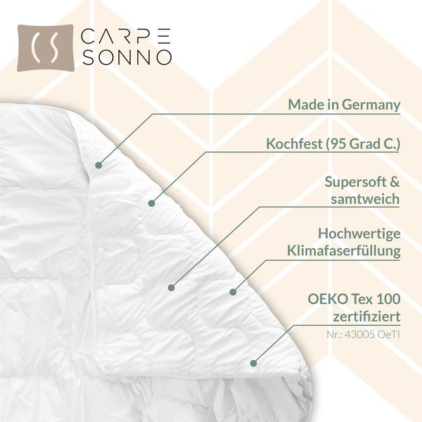 Carpe Sonno Microfaserbettdecke 4 Jahreszeiten Bettdecke Sommer Winter, Füllung: 100% Polyester, Bezug: 100% Polyester, MADE IN GERMANY: Winterdecke + Sommerdecke + Ganzjahresdecke 135x200 Bild 4