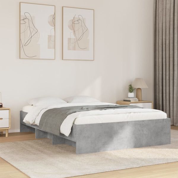 vidaXL Bettgestell Betongrau 140x190 cm Holzwerkstoff 3295684