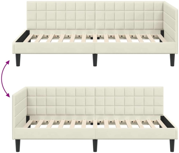 vidaXL Eckbettgestell mit Kopfteil Creme 100 cm x 200 cm Stoff 42016445 Bild 8