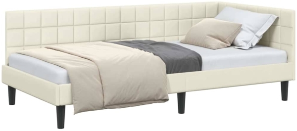 vidaXL Eckbettgestell mit Kopfteil Creme 100 cm x 200 cm Stoff 42016445 Bild 2