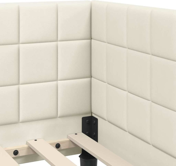 vidaXL Eckbettgestell mit Kopfteil Creme 100 cm x 200 cm Stoff 42016445 Bild 7