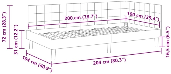 vidaXL Eckbettgestell mit Kopfteil Creme 100 cm x 200 cm Stoff 42016445 Bild 10