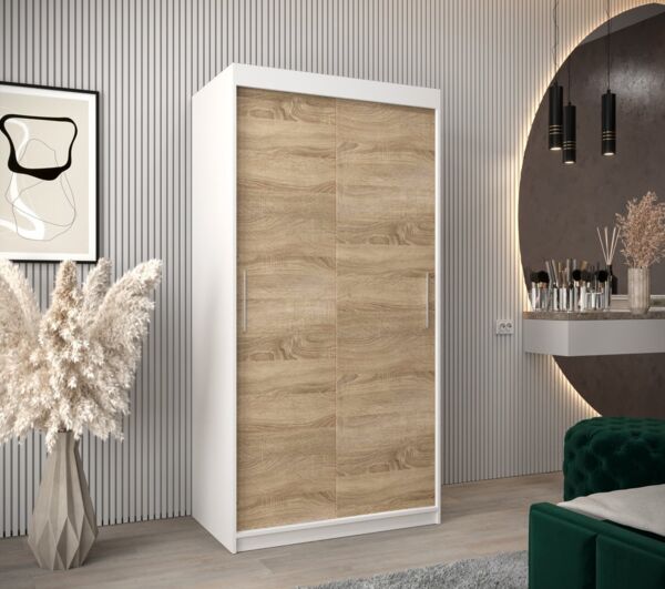 MOEBLO Schiebetürenschrank TORM (mit/ ohne Schubladen, Schwebetürenschrank Schrank Garderobe Schiebtüren Schlafzimmer Wohnzimmerschrank) (BxHxT):100/120/150/180/200/250x200x62 cm