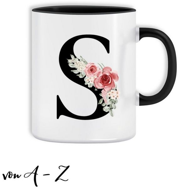Giftandprint Tasse personalisiert mit Anfangsbuchstabe Monogramm Geburtstag Geschenk Frau, Geschenke für Frauen, Spülmaschinengeeignet, Mit Geschenkbox