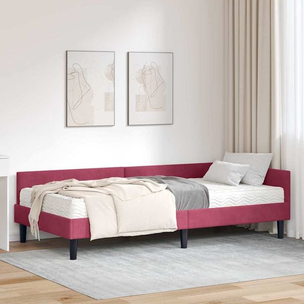 vidaXL Eckbettgestell mit Matratze Sonstiges 2 pcs Grün Samt 3393700