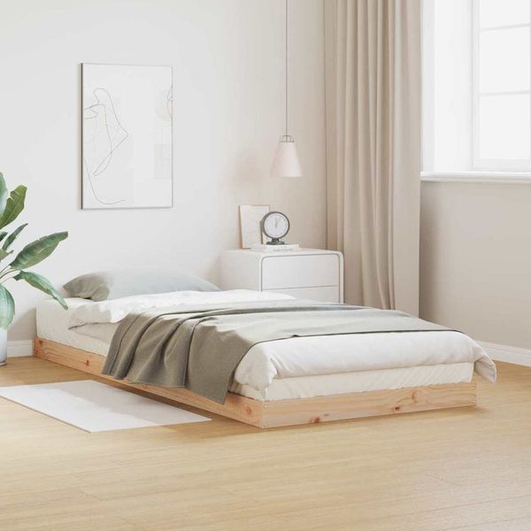 vidaXL Bodenbettrahmen Natur 100 x 220 cm Massives Kiefernholz 869750
