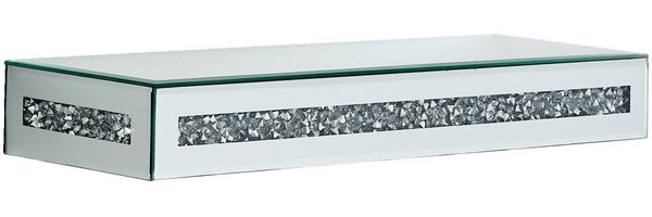XORA 'BENNY' Wandregal mit Glassteinen, Spiegel silber, 49.5 x 6 x 15.5 cm, 10 kg belastbar