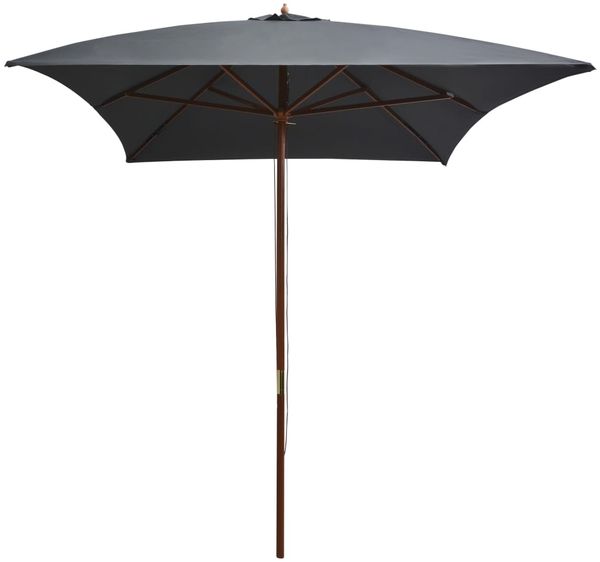 Sonnenschirm, Terrassenschirm mit Holz-Mast 200x300 cm Anthrazit