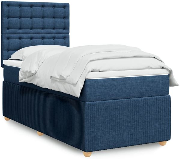 vidaXL Boxspringbett mit Matratze Blau 100x200 cm Stoff 3294287
