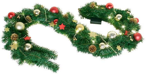 LED Weihnachtsgirlande, Zapfen, Kugeln, Sterne, L 180 cm