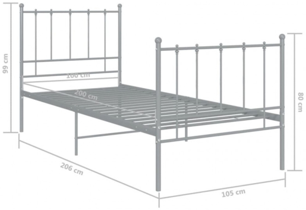 vidaXL Bett Grau Metall 100x200 cm [324951] Bild 11