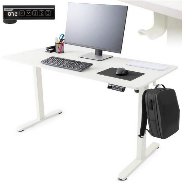 Arebos Schreibtisch Computer-Bürotisch 120 x 60 cm, elektrisch Memory-Funktion, 72-118 cm höhenverstellbar, Hebekapazität: 50 kg