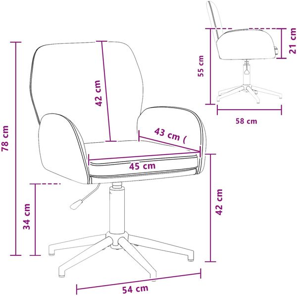 vidaXL Drehstühle 4 Stk. 54 x 58 x 90 cm Schwarz Stoff 3428305 Bild 9