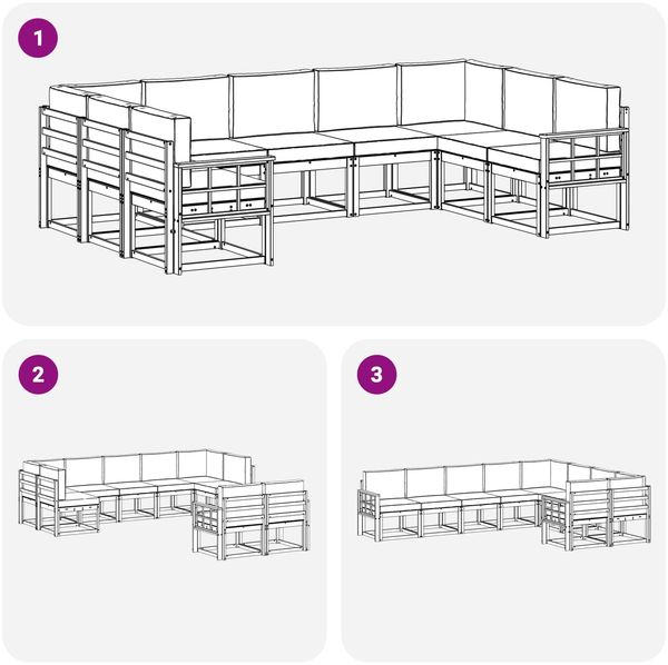 vidaXL Outdoor-Sofagarnitur mit Kissen 9 pcs Weiß und Anthrazit 3388231 Bild 7