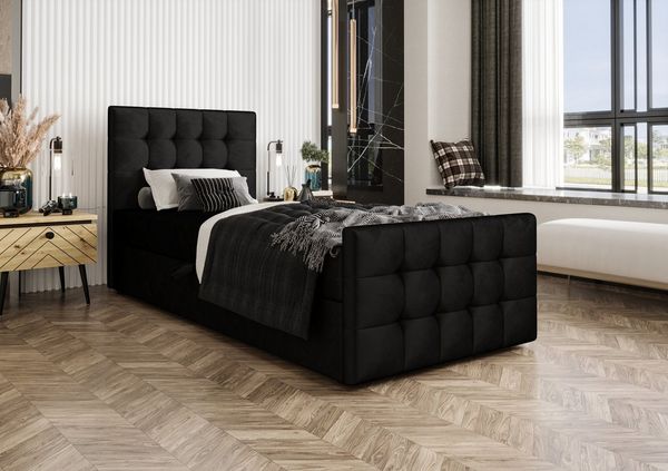 B&B Home 'Coria V' Boxspringbett mit Bettkasten, Samt , Schwarz, 100x200 cm