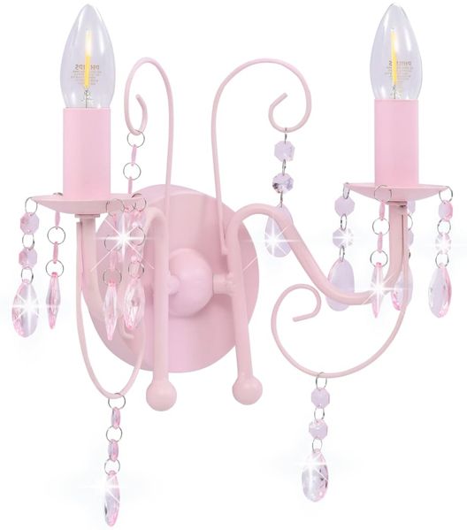 vidaXL Wandleuchte mit Perlen Rosa 2 × E14-Fassungen 281592 Bild 2