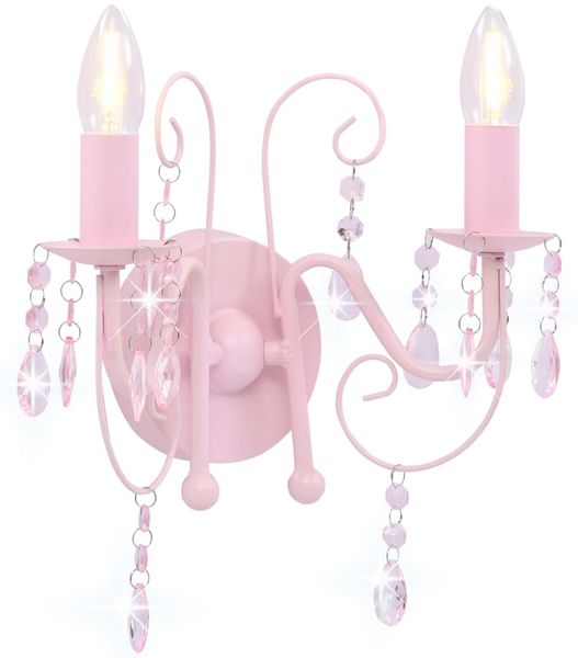 vidaXL Wandleuchte mit Perlen Rosa 2 × E14-Fassungen 281592