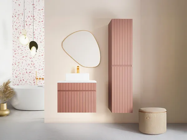 Vente-unique - SATARA Bathroom furniture set Holz, Platte Puderrosa - B 46 cm x H 46 cm x L 60 cm