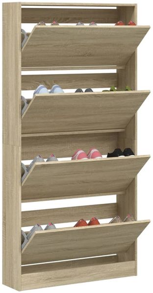 vidaXL Schuhschrank mit 4 Klappen Sonoma-Eiche 80x21x163,5 cm 3214366 Bild 4