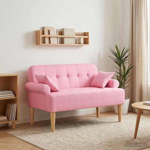 vidaXL Zweisitzer mit Knopfheftung Rosa 120 x 65 x 79 cm Stoff 42041820