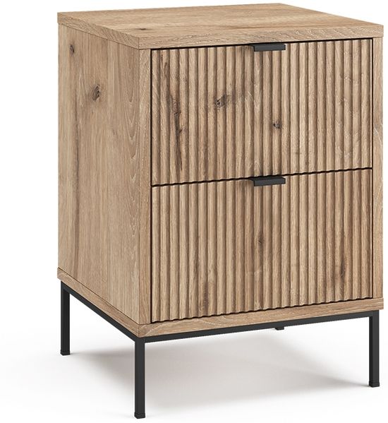 Nachttisch Eliza Viking Oak/Schwarz 40x55.4 cm mit 2 Schubladen Vicco