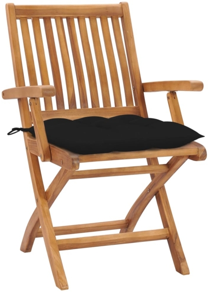 vidaXL Gartenstühle 2 Stk. mit Schwarzen Kissen Massivholz Teak 3062428