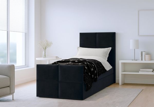 AX LIVING Boxspringbett Schwarz Aleyna Bett 80 x 200 mit Bettkasten