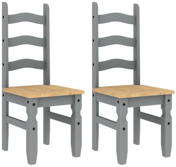 vidaXL Essstühle 2 Stk. Corona Grau 42x47x107 cm Massivholz Kiefer 4005724